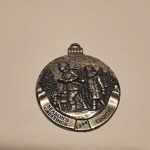 Pewter Ornament Seasons Greetings 1994